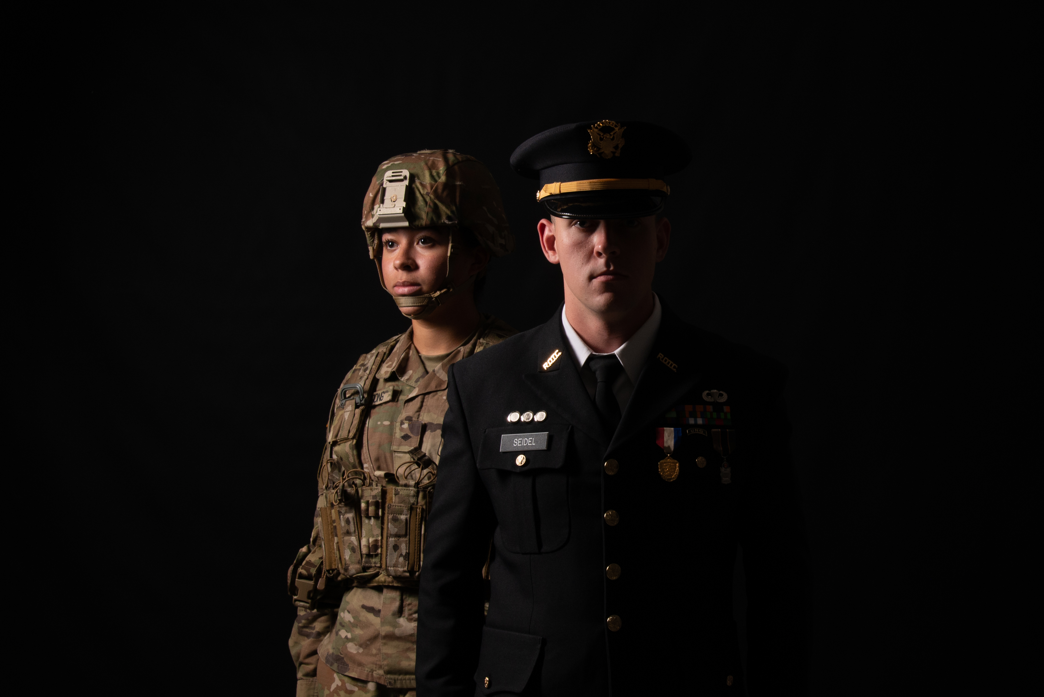 Cadets in dress uniform and battle ready gear